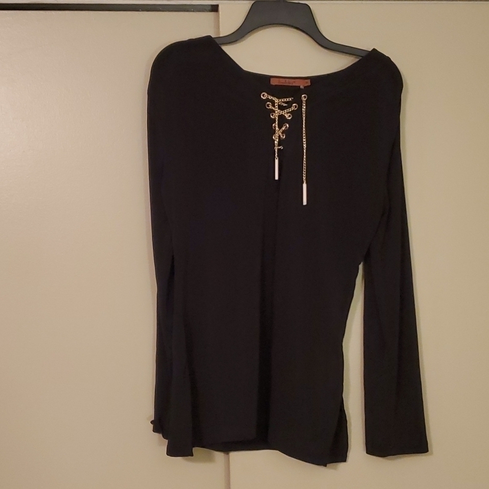 𝅺belldini Long Sleeve Black and Gold Shirt Sz Medium